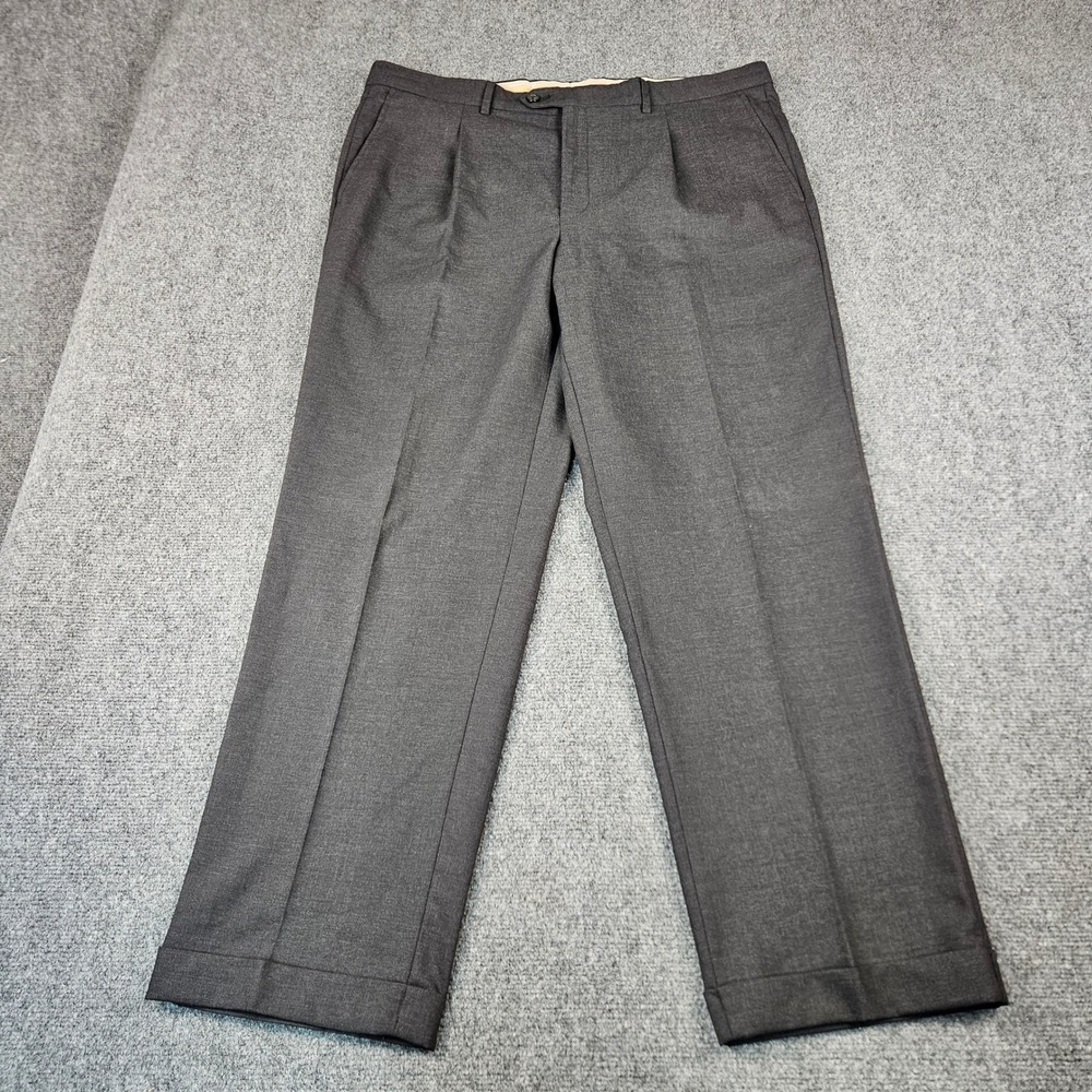 Pazoni Valencia 712 V Mens 40 Dark Grey 100% Wool Pleated Dress Pants Italy